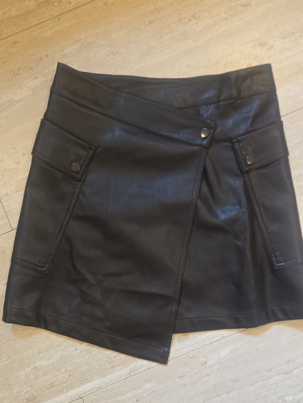 Bishop + Young Dark Brown Snap Wrap Mini Skirt